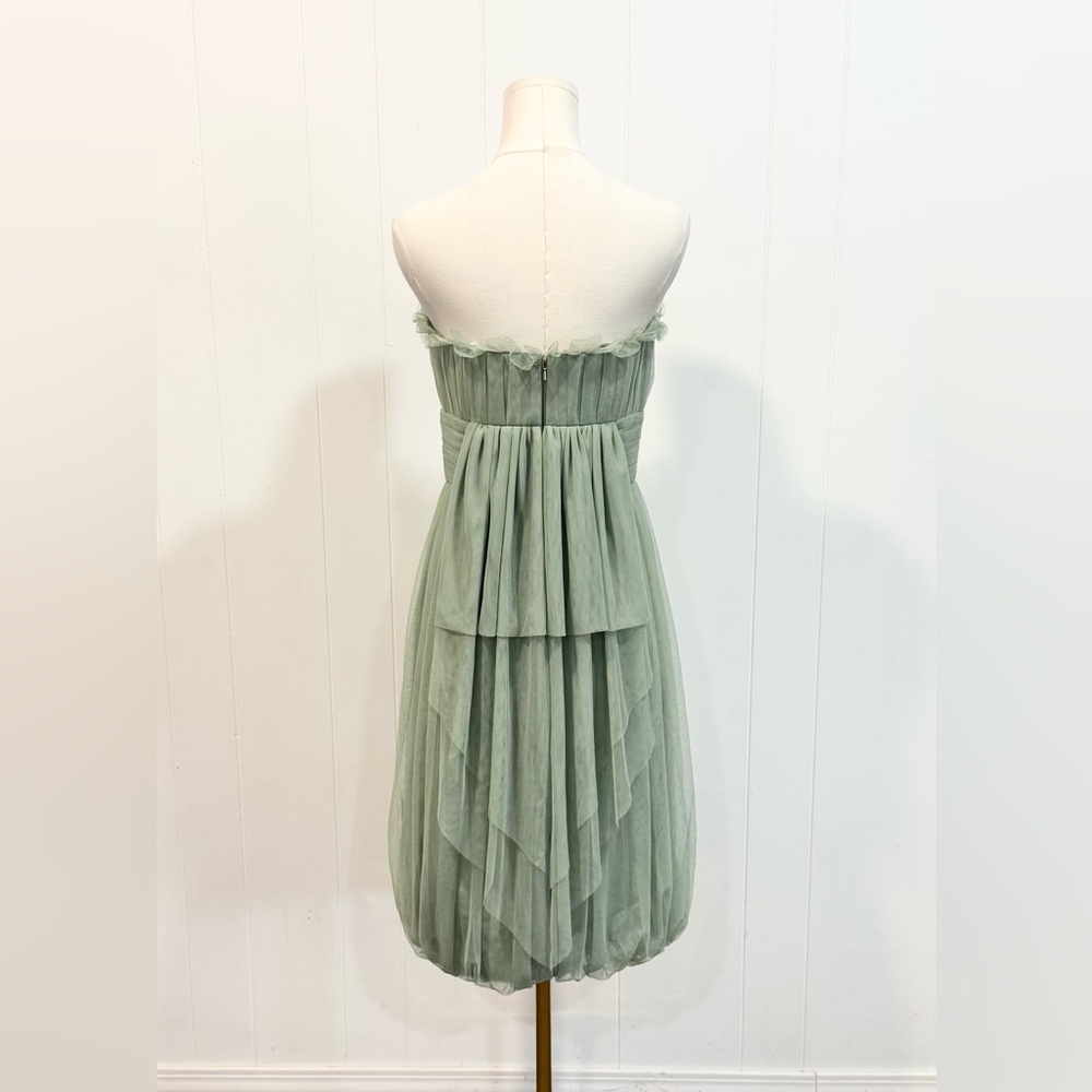 Vera Wang Maids Designer Light Green Tulle Bubble Hem Mini Dress Size 8 - Picture 3 of 8